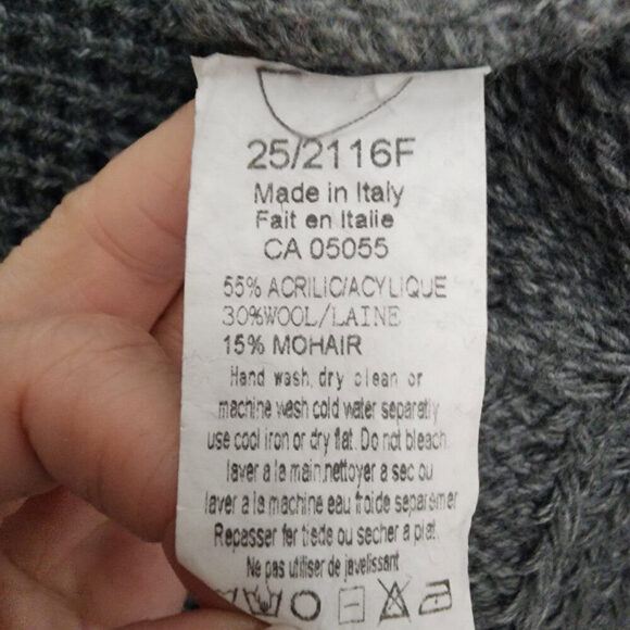 Made in Italy Grey Wool Mohair Poncho Cardigan Size L - Picture 8 of 9